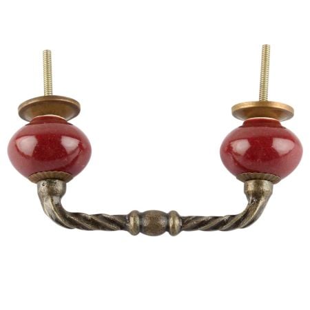 Solid Cherry Ceramic Cut Bridge Handles